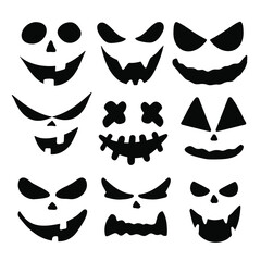 Cute Halloween face, Angry emotion for thanksgiving, funny isolated face set