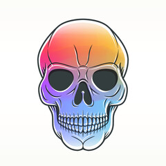 Watercolor Soft Skull Head Skeleton Icon Vector Illustration Design Artistic Paint Texture Symbol Hand Drawn. 