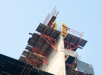 Steel platform for high rise building construction for construction safety.