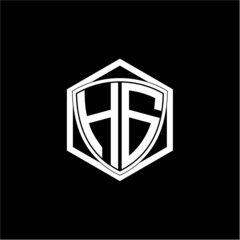 initial letter H G shield with hexagon frame