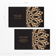 Vector Template for print design of business cards in black with luxury ornaments. Prepare presentable business cards with vintage patterns.