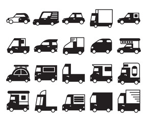 car, truck, van transportation icon glyph design 