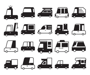 car, truck, van transportation icon glyph design 