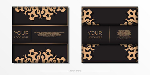 Presentable Design of a postcard in black with Arabic ornament. Vector invitation card