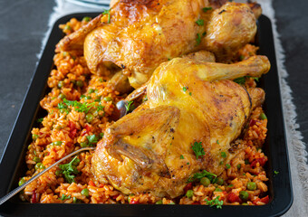 Roast chicken with serbian rice