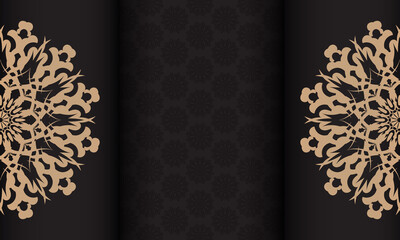 Print-ready invitation design with vintage patterns. Black presentable banner with luxurious ornaments and text place.
