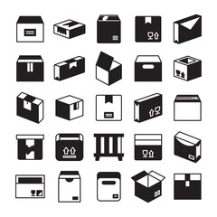 box and parcel package icons set glyph design