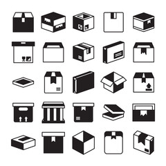box and parcel package icons set glyph design