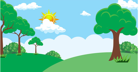 Obraz premium landscape with trees and clouds