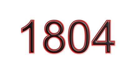 red 1804 number 3d effect white background