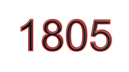 red 1805 number 3d effect white background