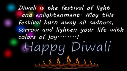 Happy Diwali luxury greeting card. Indian festival of lights holiday invitations templates collection with wishes and gold diya lamps.Happy Diwali greeting card.