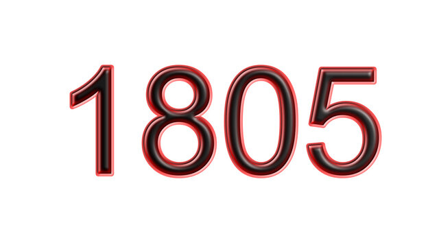 red 1805 number 3d effect white background