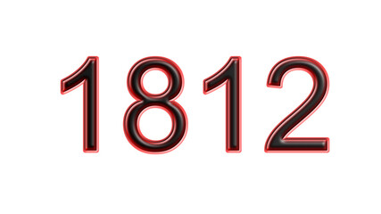red 1812 number 3d effect white background