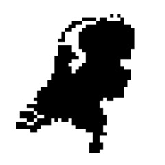 Fototapeta premium Netherlands map silhouette from black square pixels. Vector illustration.