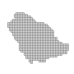 Saudi Arabia map silhouette from black pattern mosaic structure of squares. Vector illustration.