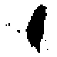 Taiwan map silhouette from black square pixels. Vector illustration.