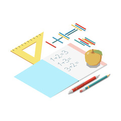 Math Education Isometric Composition