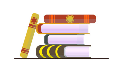 Pile of books vector illustration on white background. 