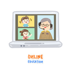 Cartoon for online education vector.
