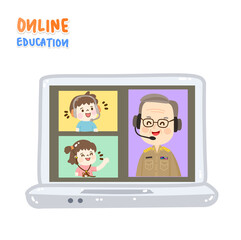 Fototapeta na wymiar Cartoon for online education vector.