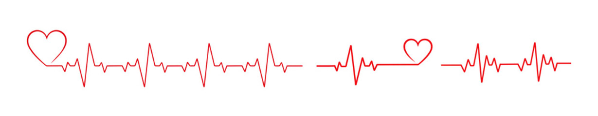 Heartbeat line heart cardio vector icon