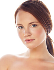 Obraz premium spa picture attractive lady young red hair isolated on white background