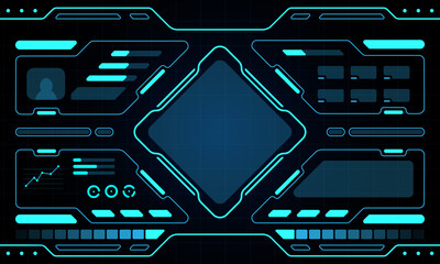 Blue control panel abstract Technology Interface HUD on black background vector design.