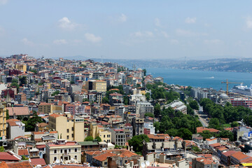 The view of the city Istanbul from the Galata tower