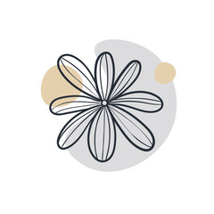 Doodle Flowers Icon. Hand Drawn Illustration. Abstract floral, botanical decor.