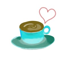 Delicious coffee, cute hand drown sketch of coffee cup