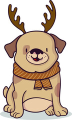 dog with christmas antlers and scarf