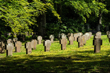 Gräberfeld auf dem Waldfriedhof in Stuttgat