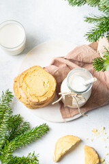 Freshly baked homemade gingerbread cookies. Christmas and New Year celebration traditions