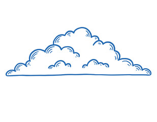 Hand drawn cloud set. Doodle sketch style cloud. Simple outline scribble draw. Vector illustration.