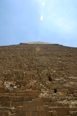 Close-up of bottom of a pyramid looking up