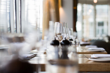 Table setting in a fine dining restaurant 