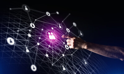 Creating modern wireless technologies as means of communucation and networking on dark background