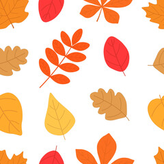 Seamless pattern autumn leaves vector illustration