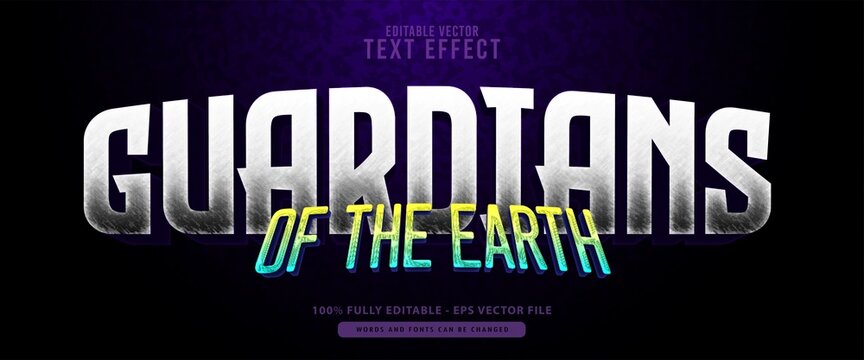 Guardian of the earthi, Heroes shiny white purple and green Text Effect