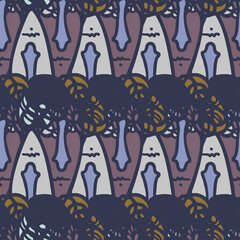 Vector seamless pattern illustration design of abstract lined surreal faces