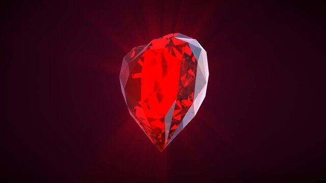 Crystal heart looped abstract animation on dark background