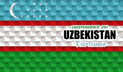 Vector Illustration, Uzbekistan Independence Day greeting card with abstract 3d Uzbekistan flag concept, 1 September.