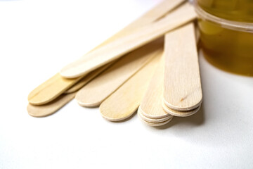 Spatula and sugar for hair removal. Shugaring set. Hair removal with sugar.