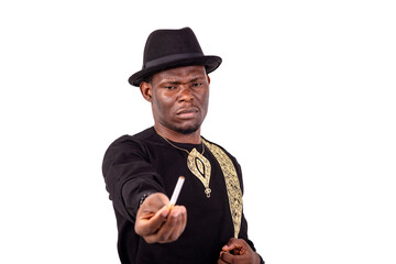 close up of a handsome businessman giving someone a cigarette