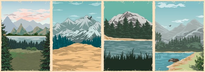 National parks vintage colorful posters © DGIM studio