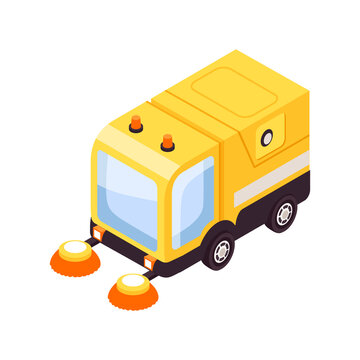 yellow street sweeper isometric view clip art preview