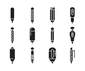 pen and pencil icons set vector illustration