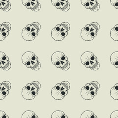 Skull Face Halloween Pattern Vector Illustration. Dead Design Texture Clip Art Background. Holiday Banner Horror Party.