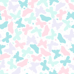 Butterflies in pastel colors and hearts.